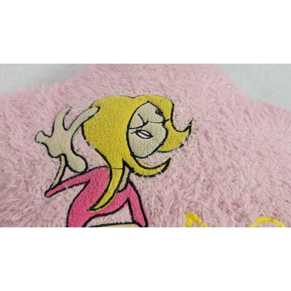 Vintage Y2K No Fear Pink Flower Shaped Pillow 3D Blonde Girl Plush Lizzie Style